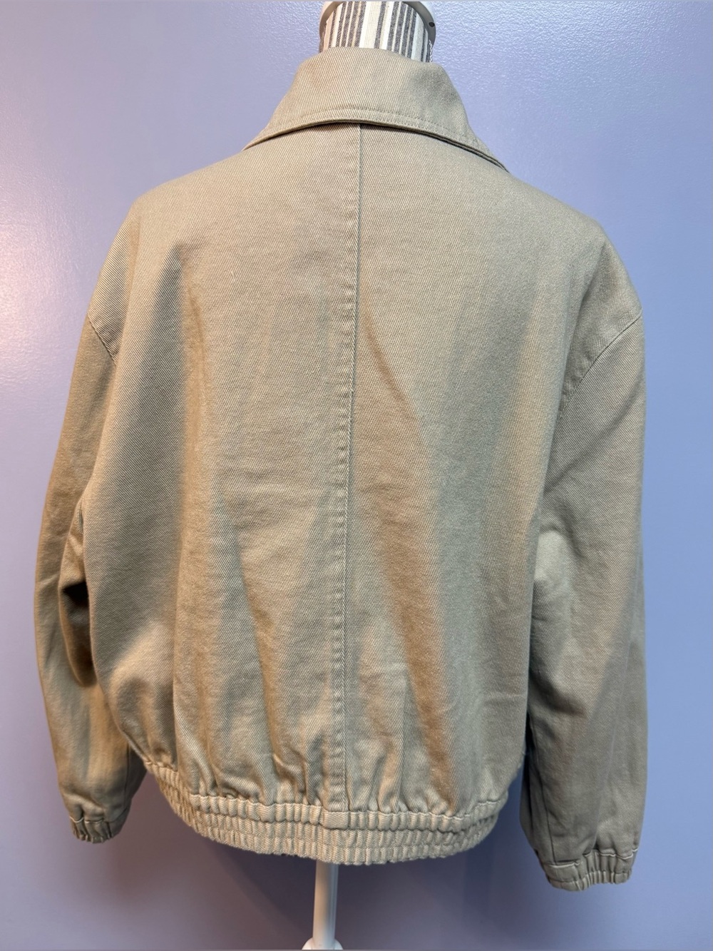 NWT Rebecca Minkoff collard snap cotton Beige Utility Jacket M - Picture 5 of 16